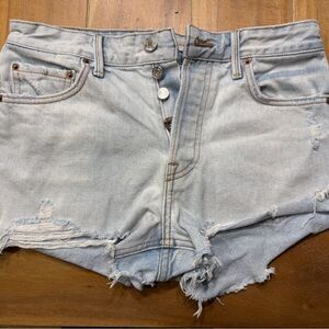 GRLFRND Light Blue Distressed Denim Shorts 25